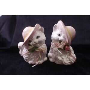 Trippies, White Kitten in Pink Hat, Ceramic Figurine, Lot, ~ 250729-WH 1338